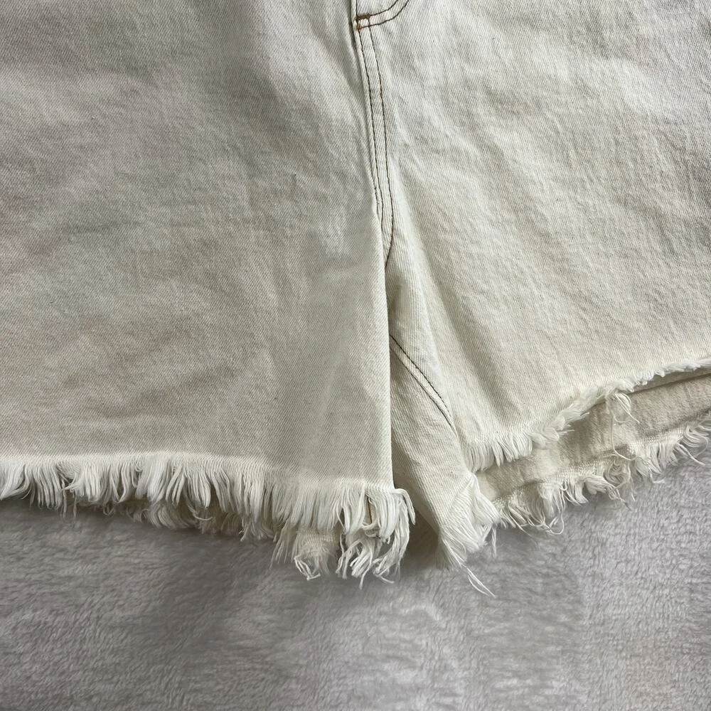 LOFT Plus 34 18 Petite Shorts Baggy High Waist Boyfriend‎ Raw Hem Denim Stretch
